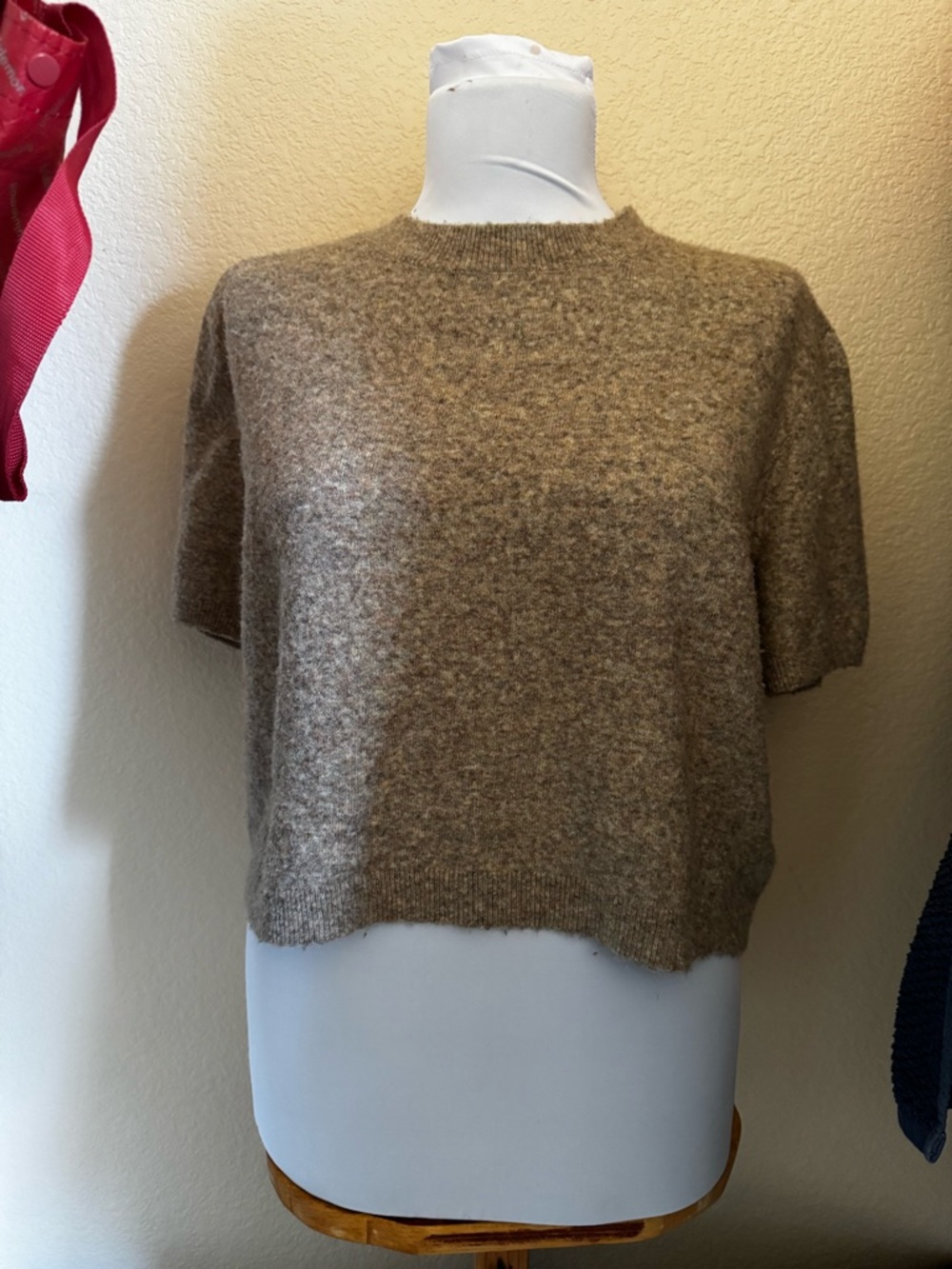 Rachel Zoe Soft Short-Sleeve Crewneck Sweater - Taupe Brown